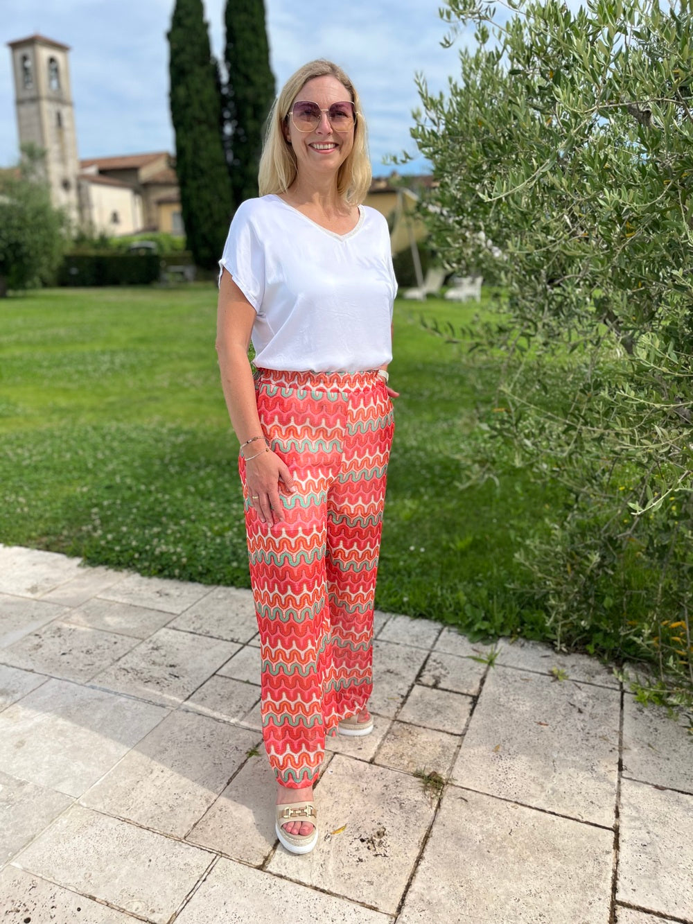 Schlupfhose mit Zick-Zack-Muster von Bella Vita - Mode & Lifestyle