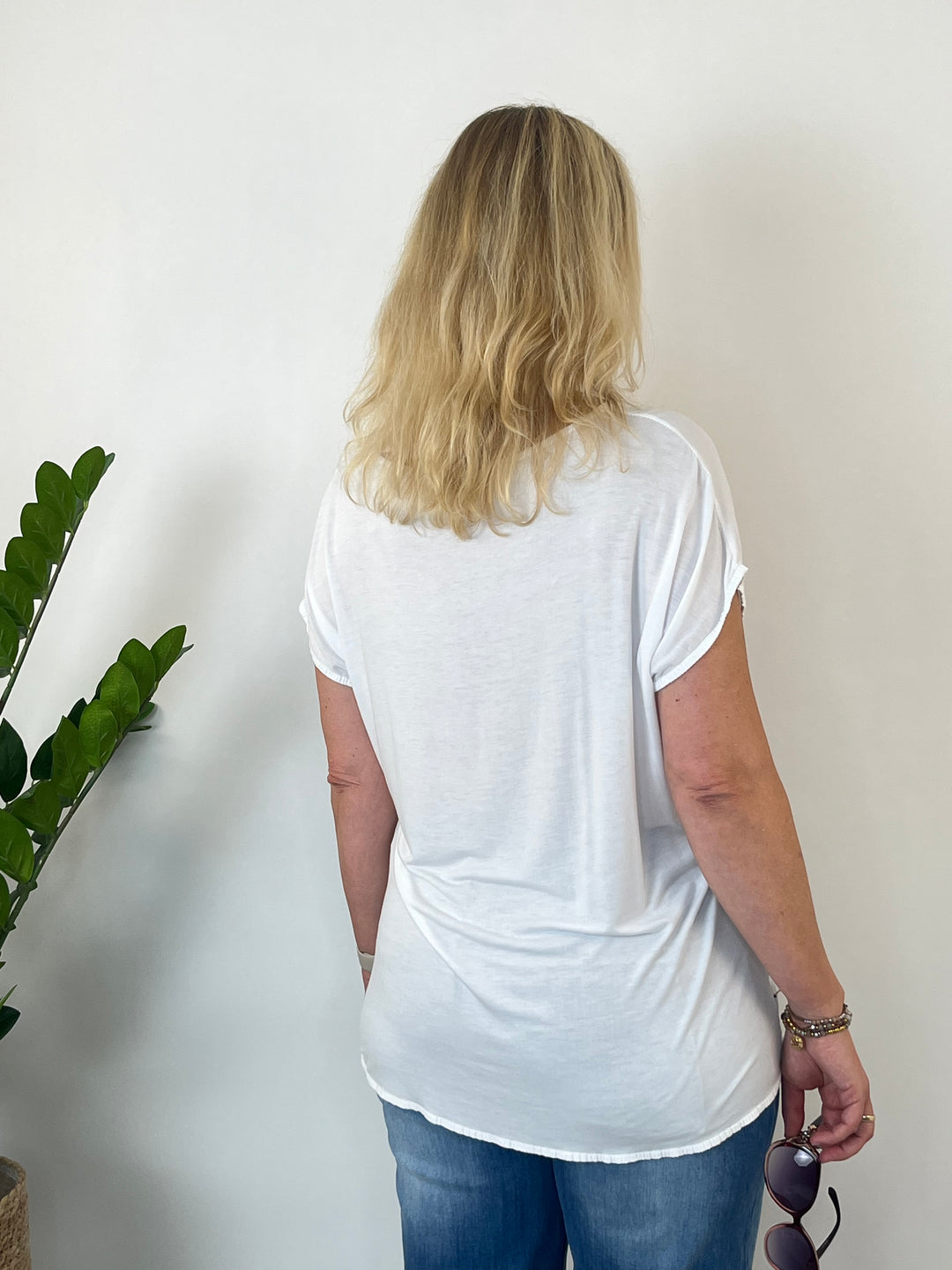 Shirt Flower Bike mit Glitzersteinchen, weiß-rosa von Bella Vita - Mode &amp; Lifestyle