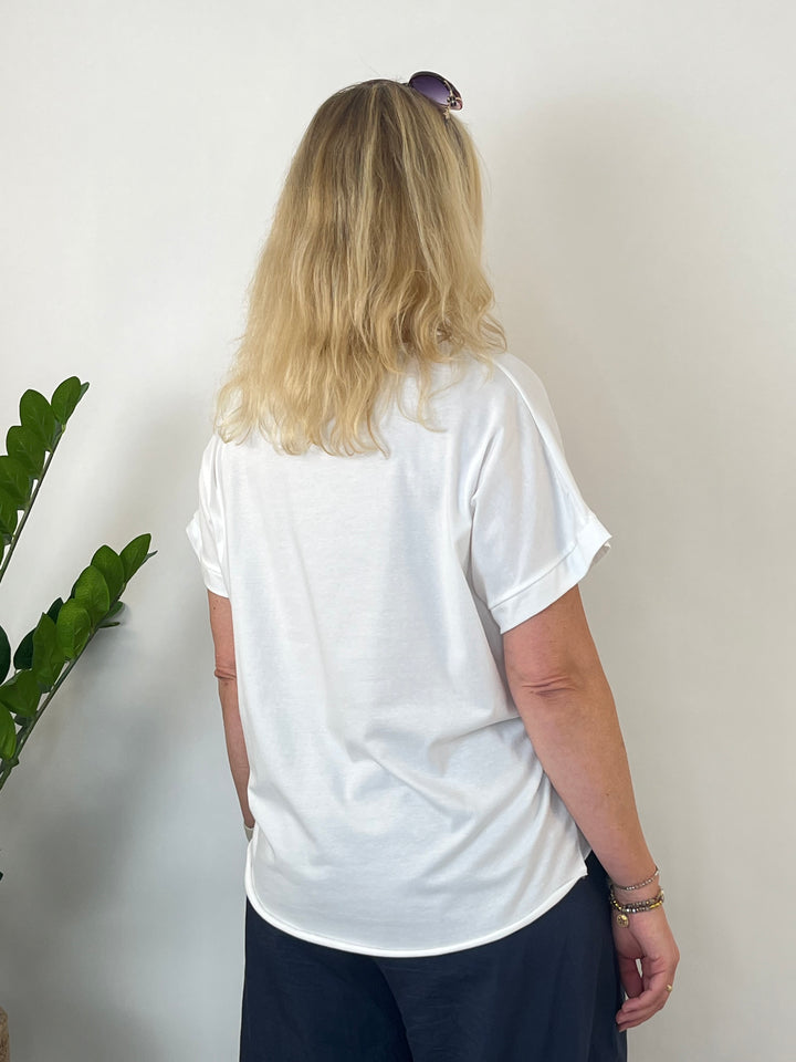 Shirt mit Blumendruck, weiß-blau von Bella Vita - Mode &amp; Lifestyle