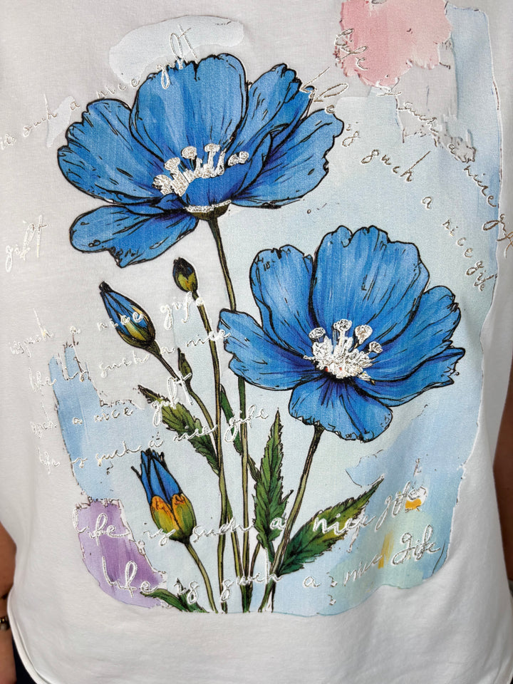 Shirt mit Blumendruck, weiß-blau von Bella Vita - Mode &amp; Lifestyle