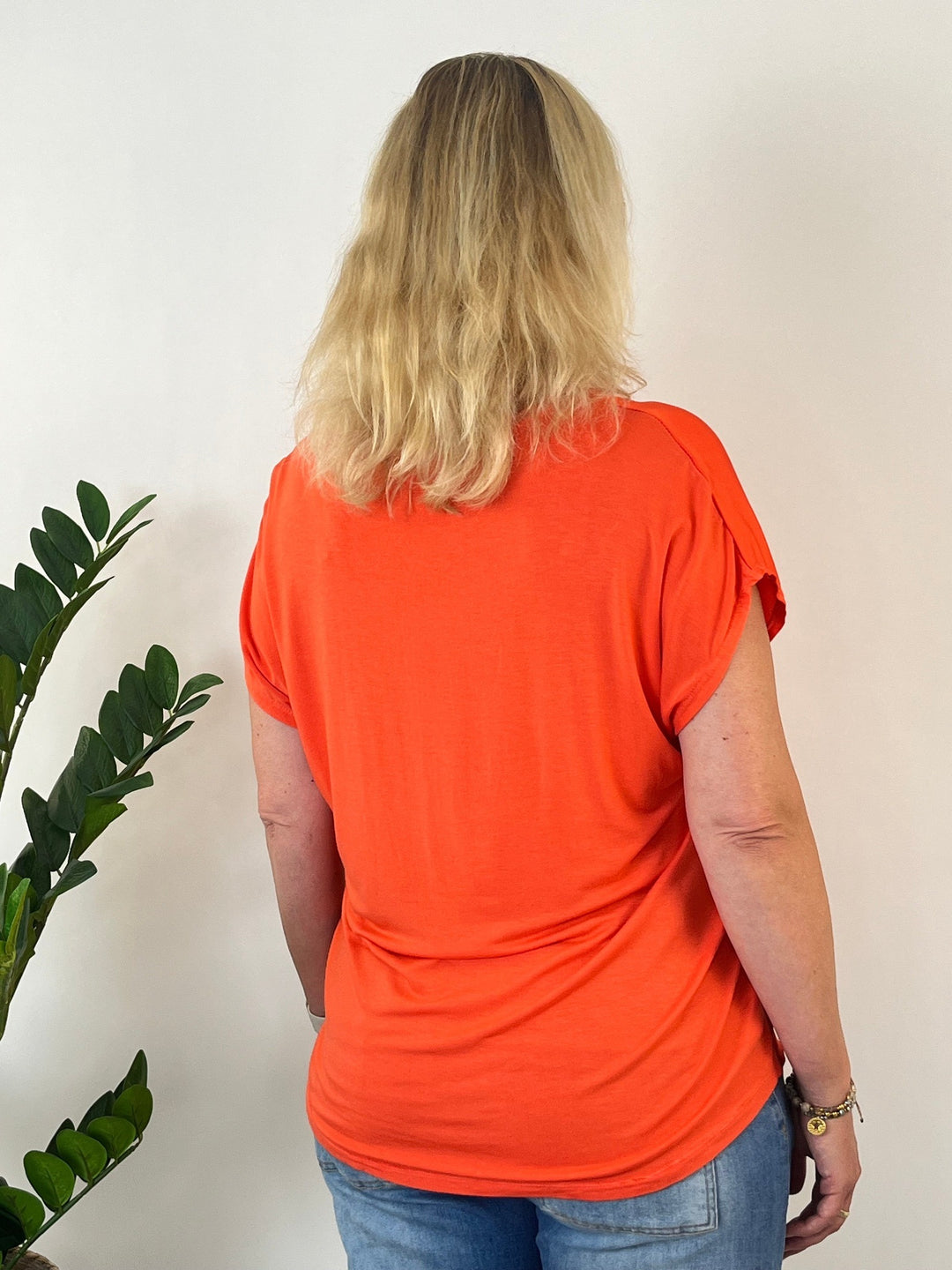 Shirt mit Seidenanteil, V-Ausschnitt, orange von Bella Vita - Mode &amp; Lifestyle