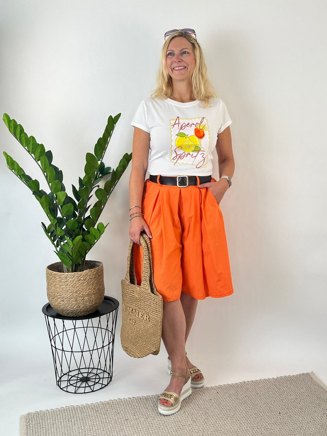 Shorts mit Ziergürtel, orange von Bella Vita - Mode &amp; Lifestyle