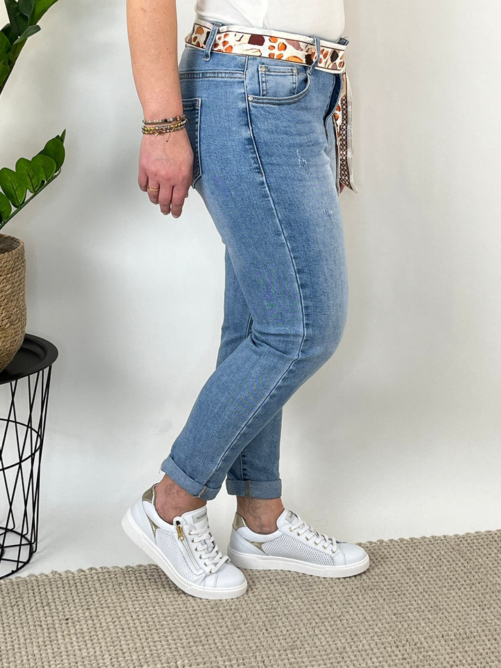 Slim-Fit-Jeans mit Stoffgürtel, blue-denim von Bella Vita - Mode &amp; Lifestyle