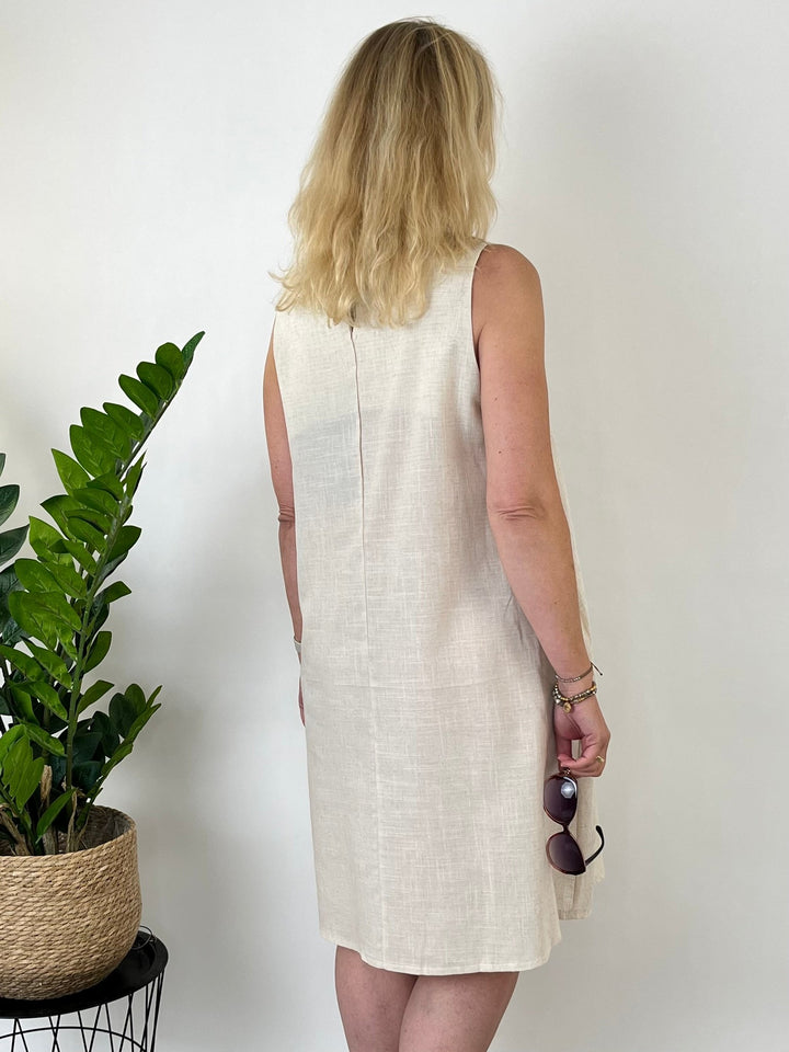 Sommerkleid A-Linie mit Leinen, beige von Bella Vita - Mode &amp; Lifestyle