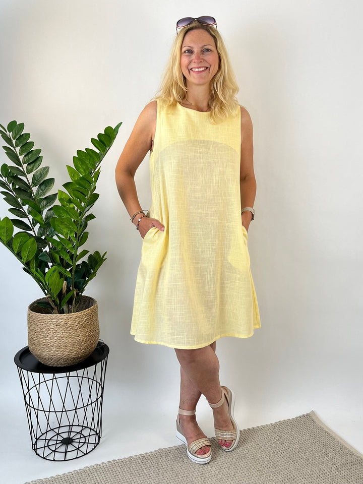 Sommerkleid A-Linie mit Leinen, vanillegelb von Bella Vita - Mode &amp; Lifestyle