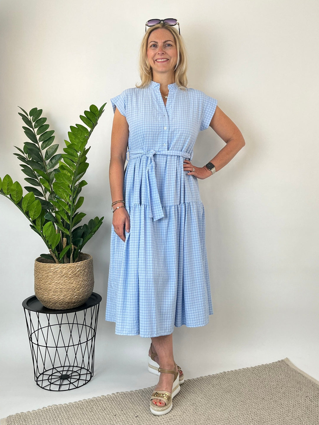 Sommerkleid mit Karomuster, hellblau von Bella Vita - Mode &amp; Lifestyle