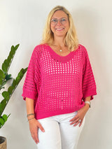 Sommerpullover Lochstrick, pink von Bella Vita - Mode & Lifestyle