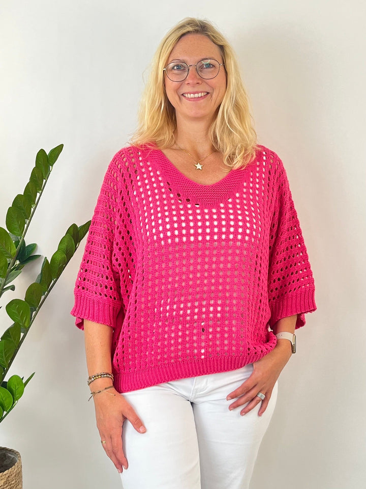 Sommerpullover Lochstrick, pink von Bella Vita - Mode &amp; Lifestyle