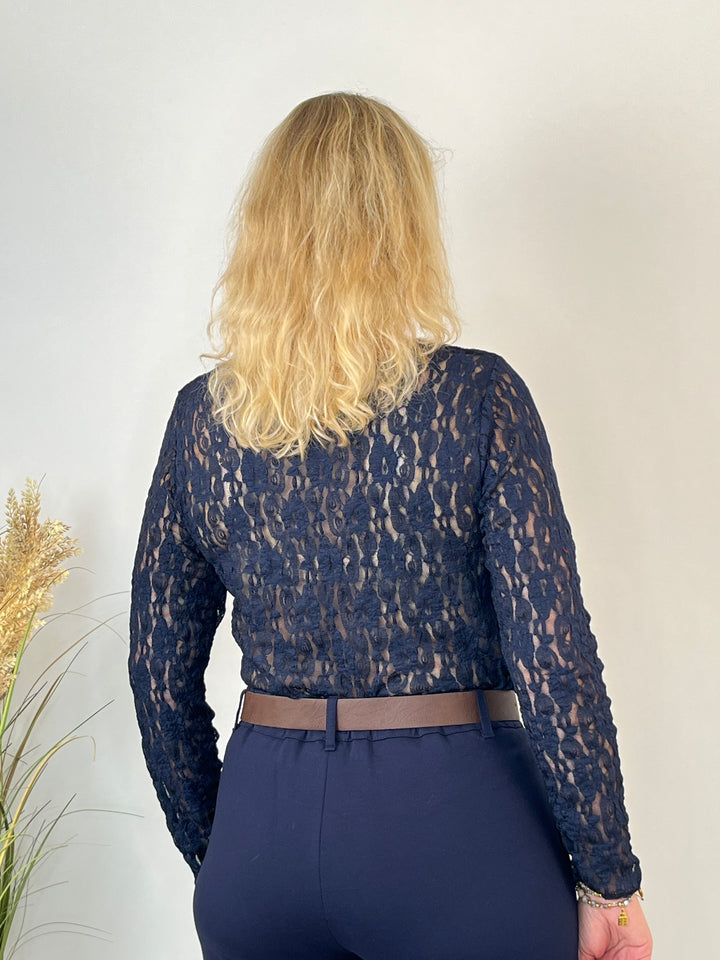 Spitzenshirt mit Rundhals, marine von Bella Vita - Mode &amp; Lifestyle