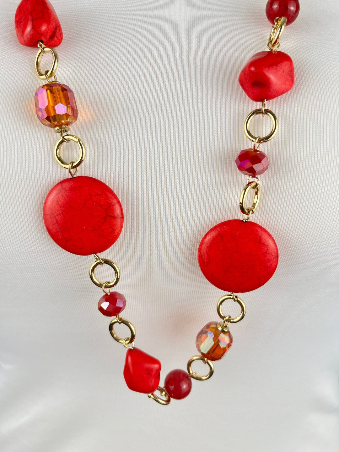 Statement-Kette "Red Passion", rot-goldfarben von Bella Vita - Mode &amp; Lifestyle