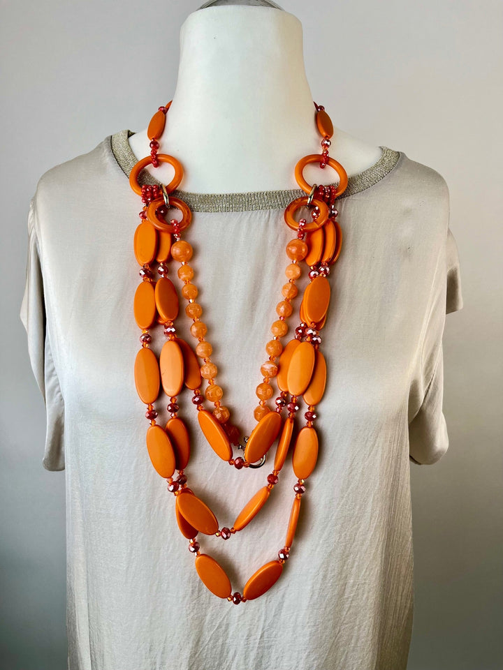 Statementkette Orange Glow, orange von Bella Vita - Mode &amp; Lifestyle