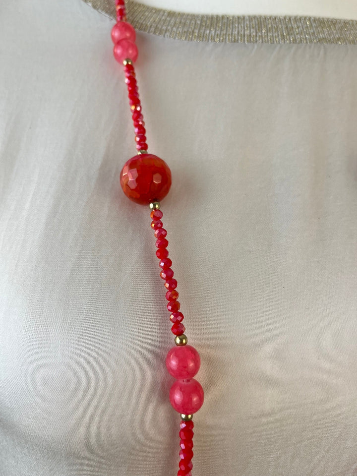 Statementkette Red Sparkle, rot von Bella Vita - Mode &amp; Lifestyle