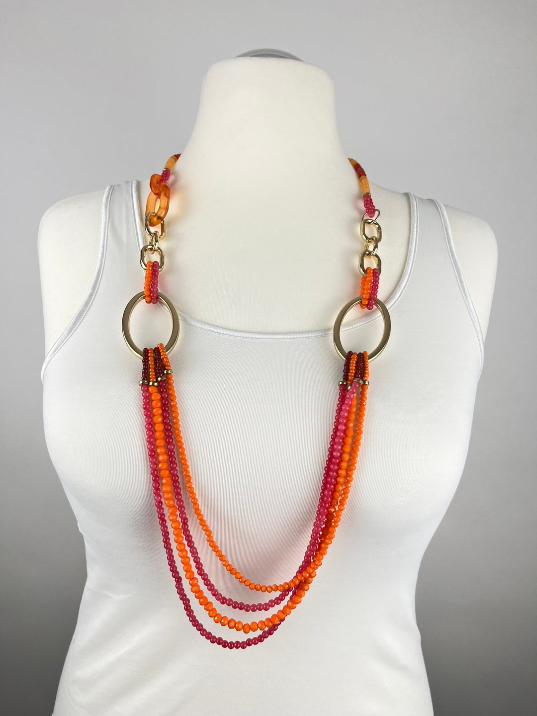 Statementkette "Sunset Glow", orange-pink von Bella Vita - Mode & Lifestyle