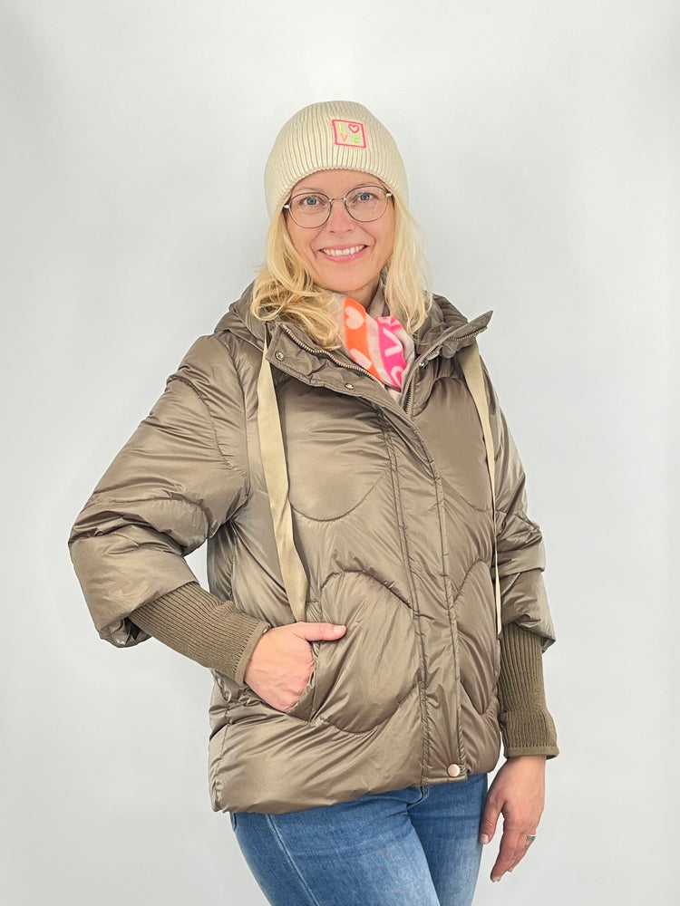 Steppjacke mit Strickärmeln, taupe von Bella Vita - Mode &amp; Lifestyle