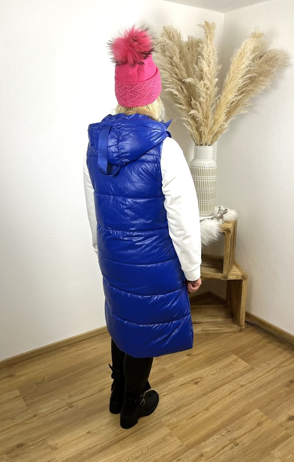Steppweste lange Form mit Kapuze, royalblau von Bella Vita - Mode & Lifestyle