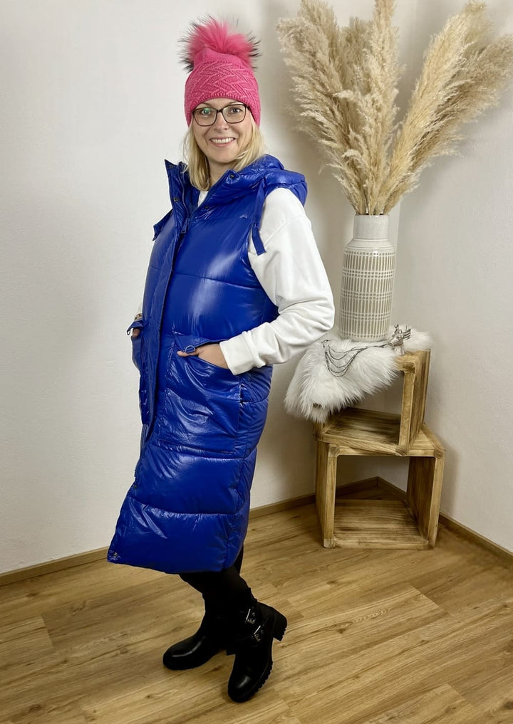 Steppweste lange Form mit Kapuze, royalblau von Bella Vita - Mode &amp; Lifestyle
