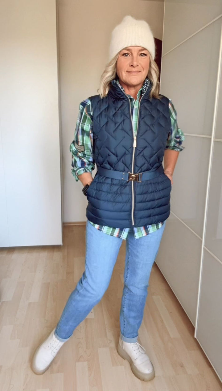Steppweste mit Ziergürtel, marine von Bella Vita - Mode &amp; Lifestyle