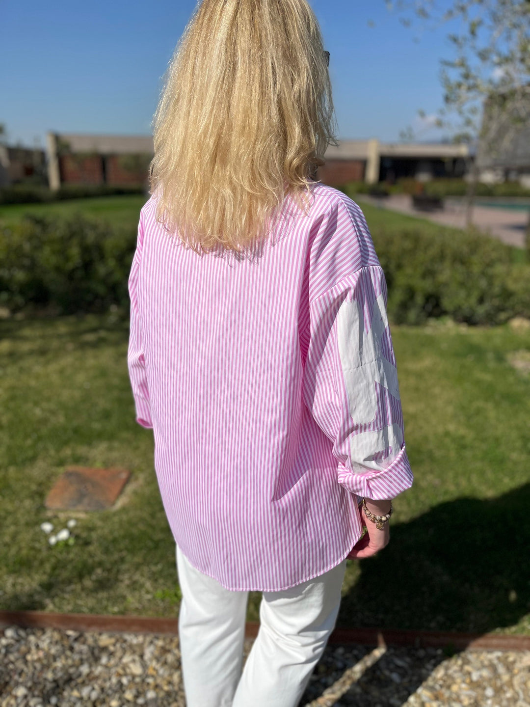 Streifenbluse mit Druck, pink-weiß von Bella Vita - Mode &amp; Lifestyle