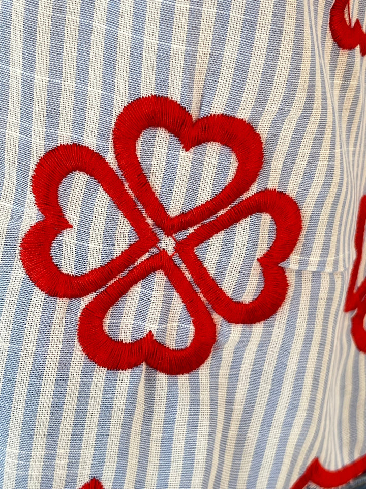 Streifenbluse mit Kontraststickerei, hellblau-rot von Bella Vita - Mode &amp; Lifestyle