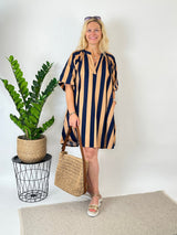 Streifenkleid "Summer Stripes", marine-cognac von Bella Vita - Mode & Lifestyle