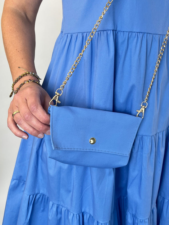 Stufenkleid mit Volants und Mini-Bag, blau von Bella Vita - Mode &amp; Lifestyle