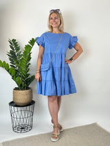 Stufenkleid mit Volants und Mini-Bag, blau von Bella Vita - Mode & Lifestyle