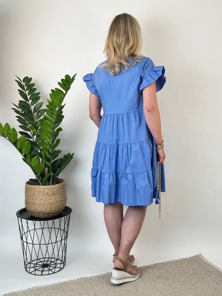 Stufenkleid mit Volants und Mini-Bag, blau von Bella Vita - Mode &amp; Lifestyle