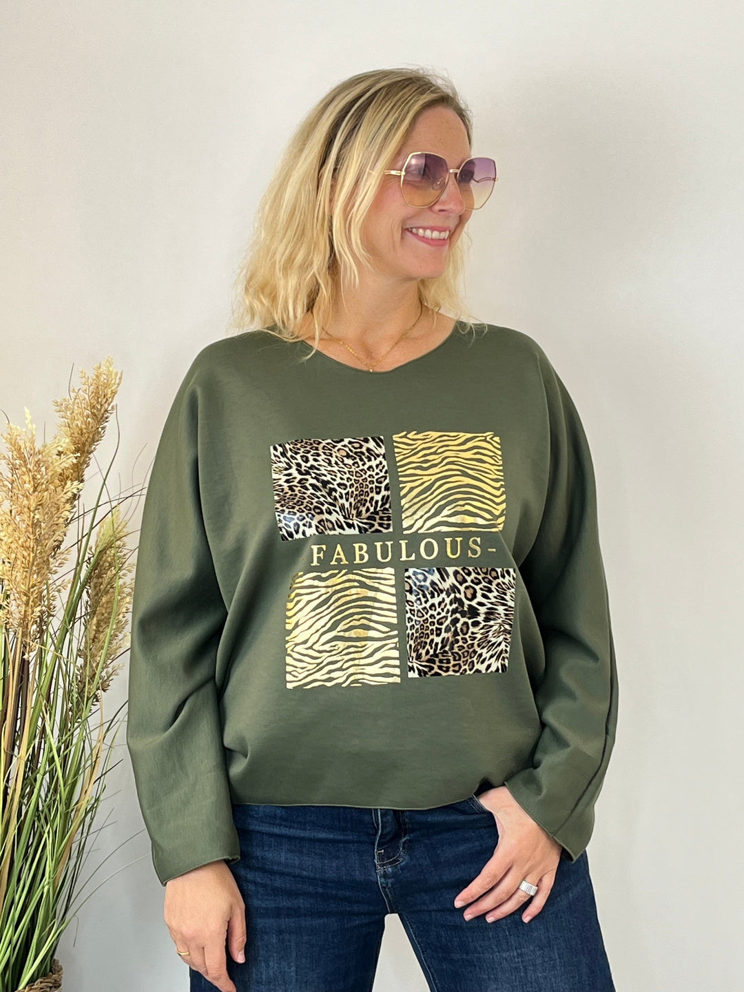 Oversize-Sweater mit langem Ärmel und Frontdesign