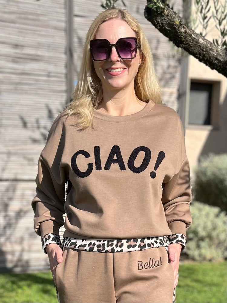 Sweatshirt "CIAO", cognac