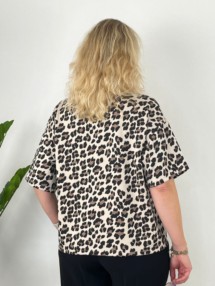 Sweatshirt Leo Kurzarm, beige-schwarz von Bella Vita - Mode &amp; Lifestyle