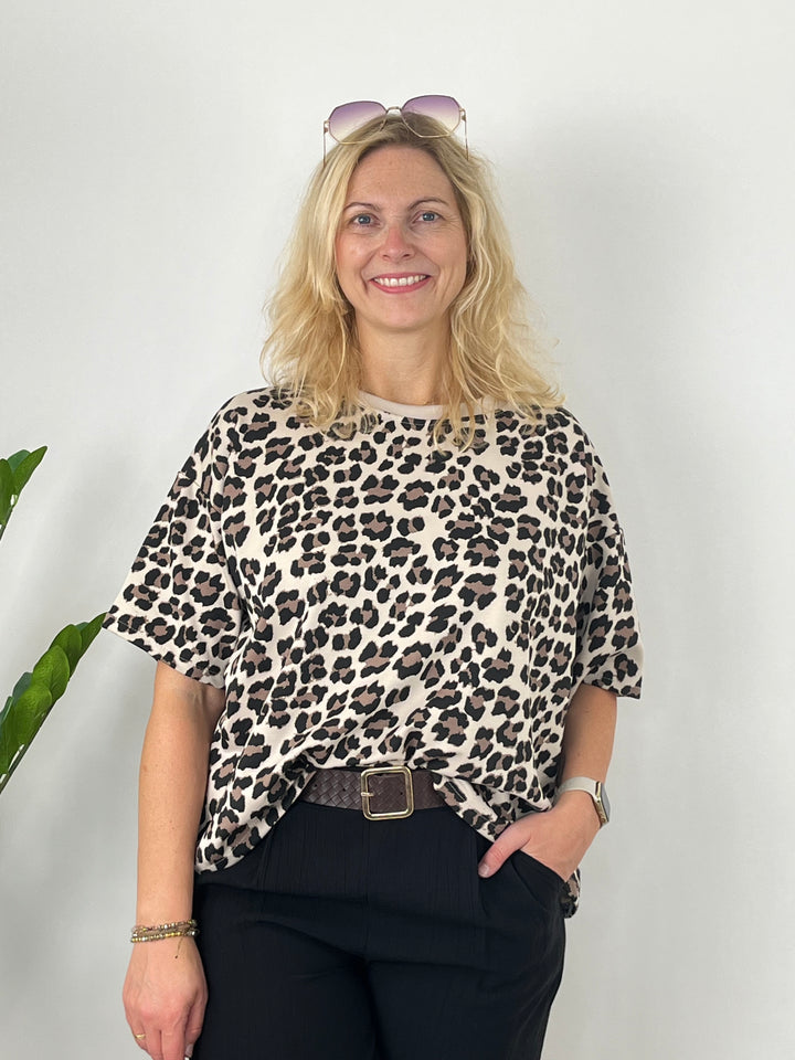 Sweatshirt Leo Kurzarm, beige-schwarz von Bella Vita - Mode &amp; Lifestyle