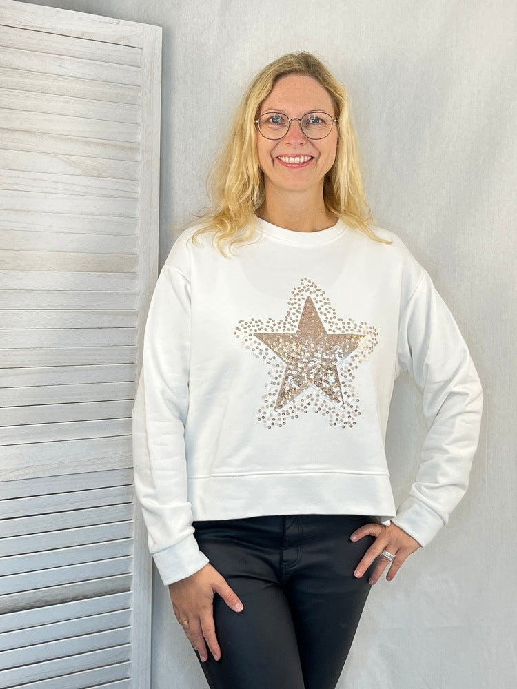 Sweatshirt mit Pailettenapplikation Stern von Bella Vita - Mode &amp; Lifestyle