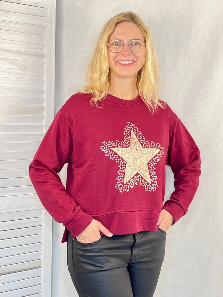 Sweatshirt mit Pailettenapplikation Stern von Bella Vita - Mode &amp; Lifestyle