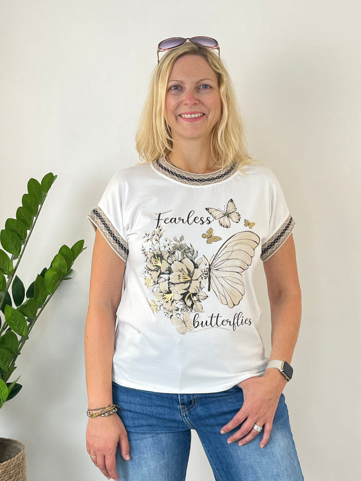 T-Shirt "Butterfly", ecru von Bella Vita - Mode &amp; Lifestyle
