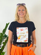 T-Shirt Ciao Bella, schwarz-rosa von Bella Vita - Mode & Lifestyle