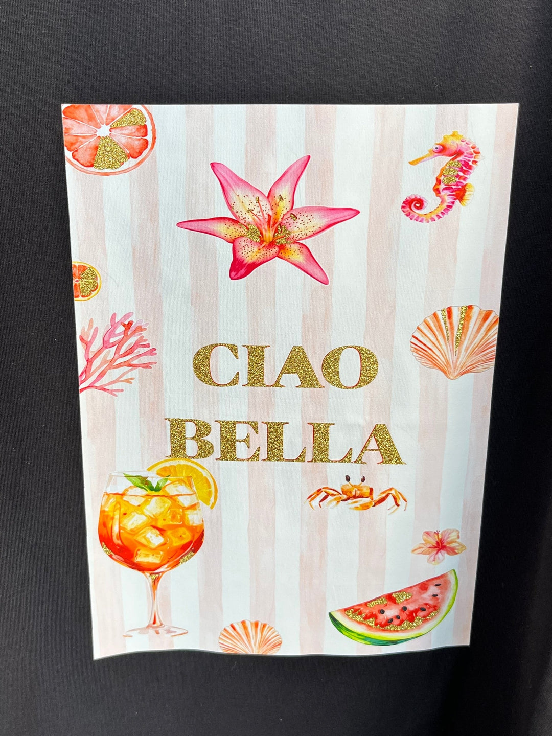 T-Shirt Ciao Bella, schwarz-rosa von Bella Vita - Mode &amp; Lifestyle
