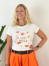 T-Shirt Ciao Bella, weiß-rosa von Bella Vita - Mode & Lifestyle