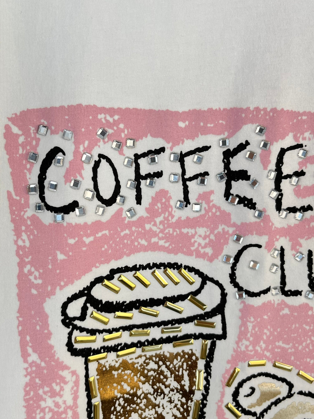 T-Shirt Coffee Club, weiß-rosa von Bella Vita - Mode &amp; Lifestyle