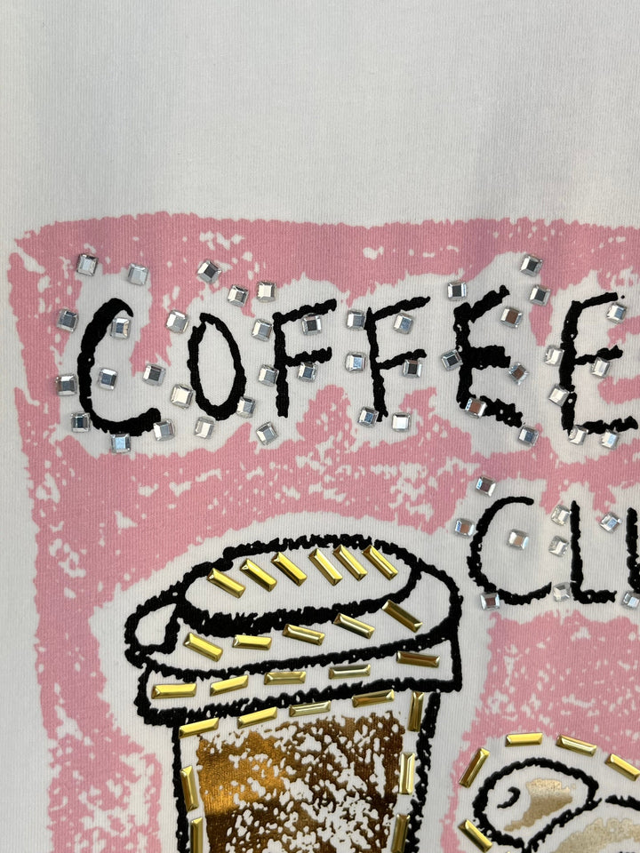 T-Shirt Coffee Club, weiß-rosa von Bella Vita - Mode &amp; Lifestyle