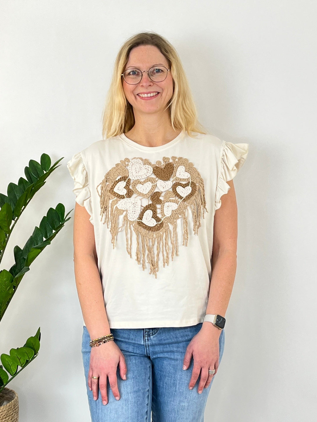 T-Shirt Herz Couture, ecru-beige von Bella Vita - Mode & Lifestyle