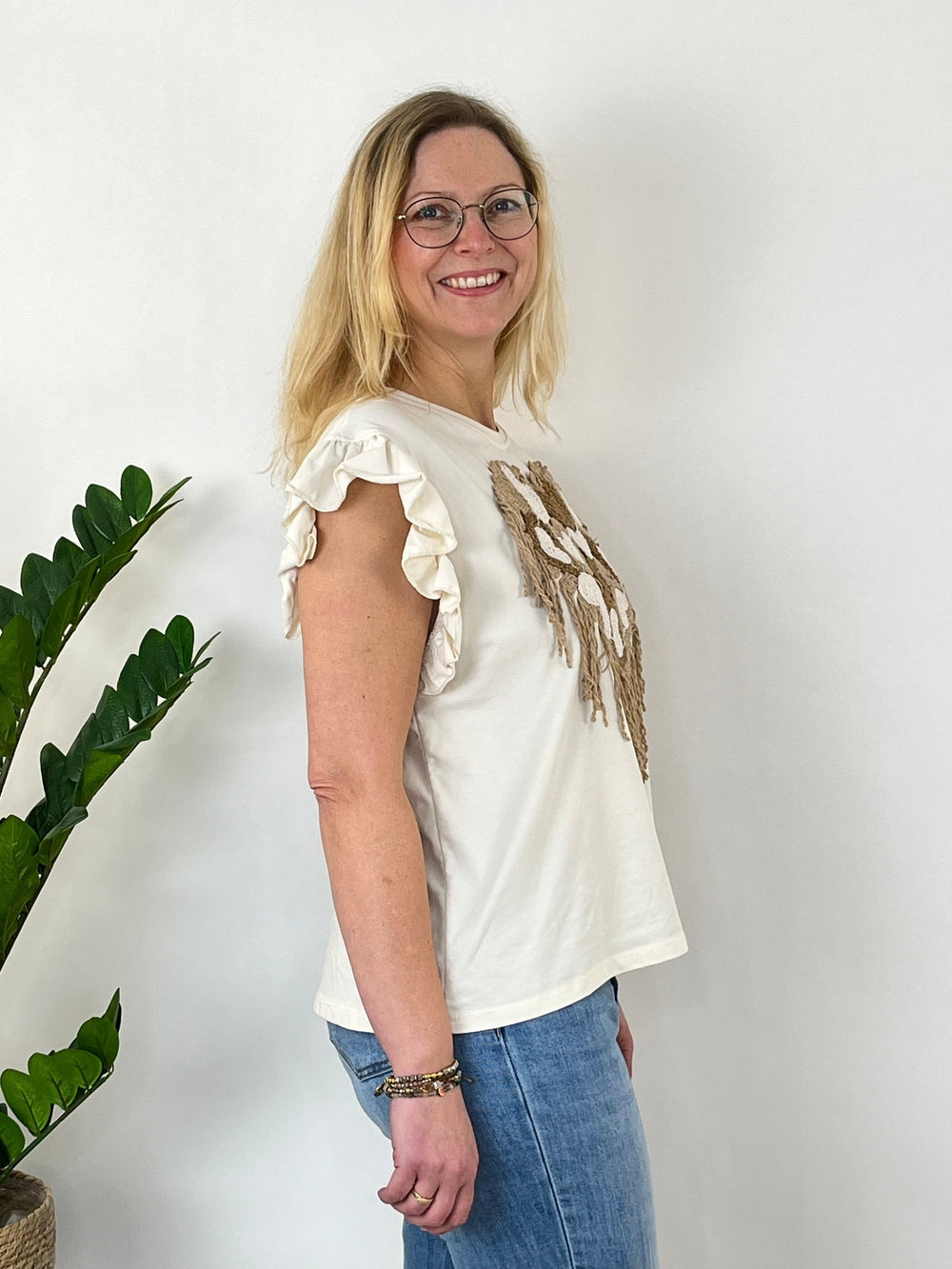 T-Shirt Herz Couture, ecru-beige von Bella Vita - Mode & Lifestyle