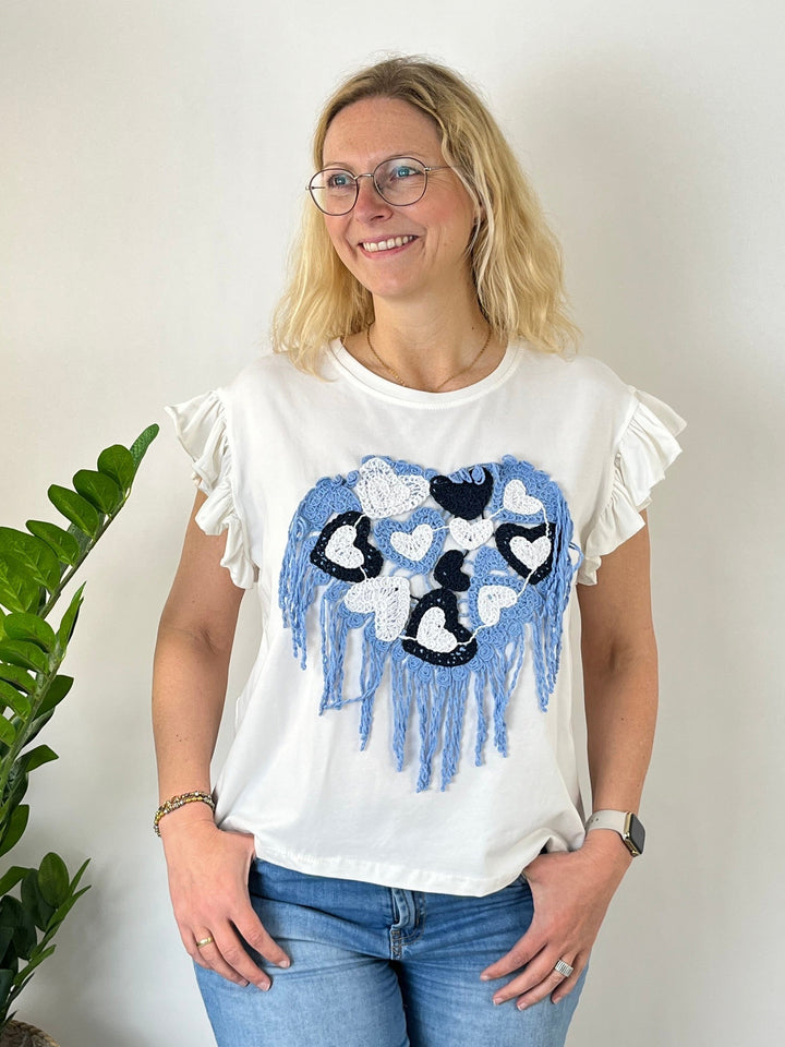 T-Shirt Herz Couture, weiß-blau von Bella Vita - Mode &amp; Lifestyle
