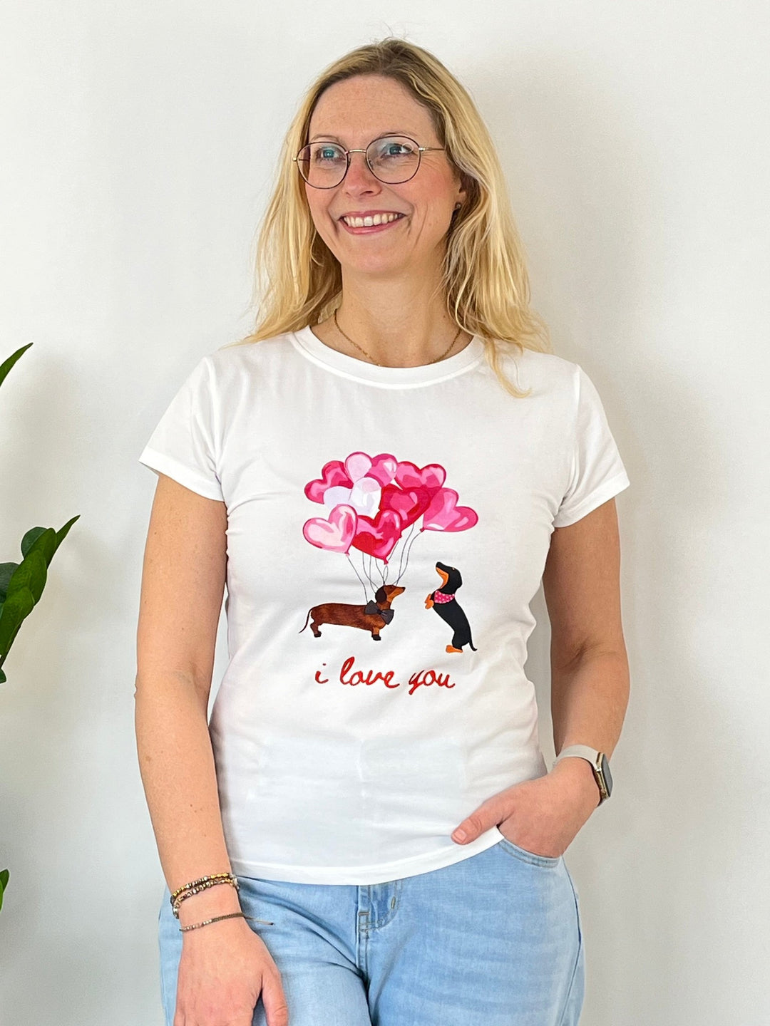 T-Shirt "I love you", weiß-pink von Bella Vita - Mode & Lifestyle