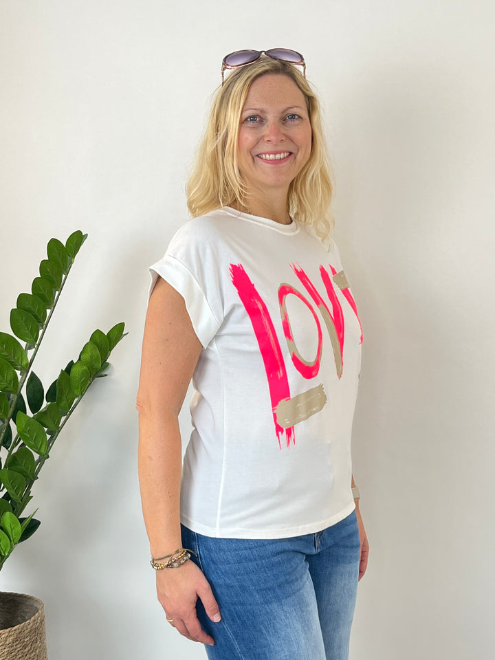 T-Shirt LOVE, neonpink von Bella Vita - Mode &amp; Lifestyle