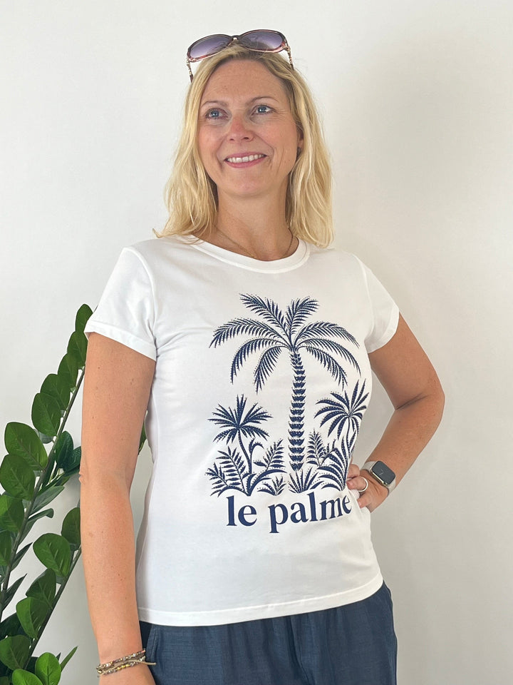 T-Shirt Le Palme, weiß-marine von Bella Vita - Mode &amp; Lifestyle