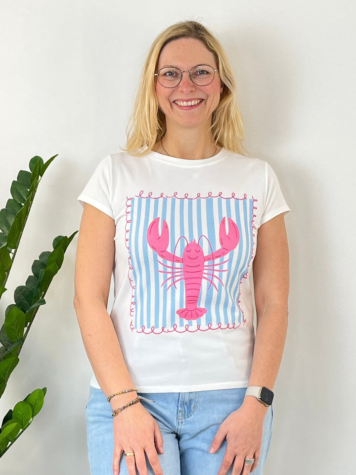T-Shirt "Lobster", weiß-hellblau von Bella Vita - Mode &amp; Lifestyle