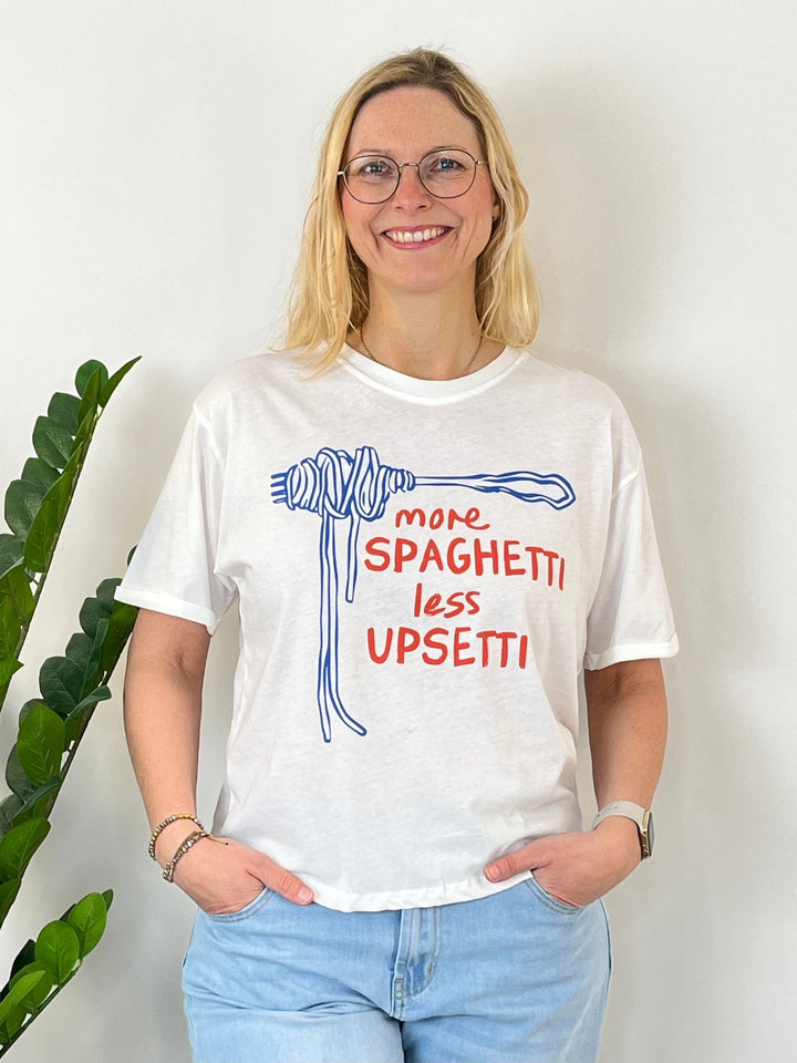 T-Shirt "More Spaghetti", weiß-rot von Bella Vita - Mode &amp; Lifestyle
