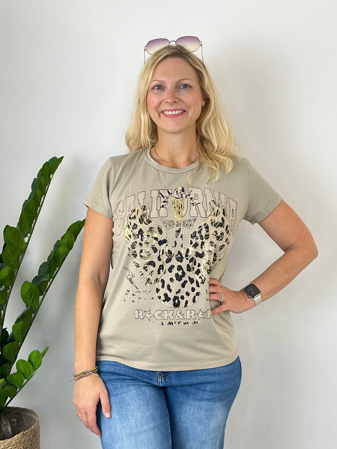 T-Shirt Rock &amp; Roll Taupe One Size von Bella Vita - Mode &amp; Lifestyle