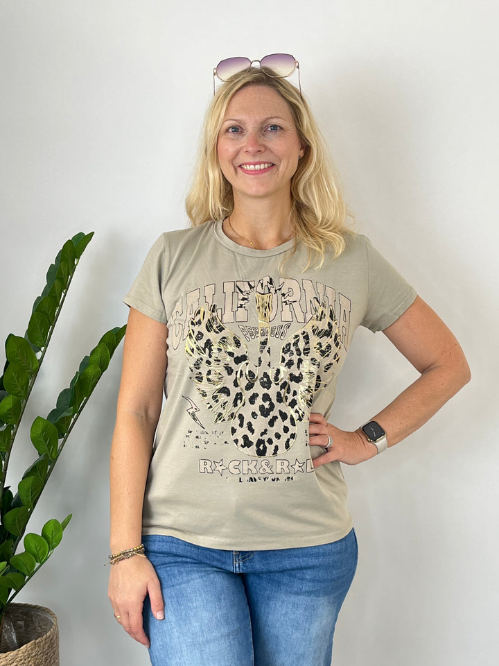 T-Shirt Rock &amp; Roll Taupe One Size von Bella Vita - Mode &amp; Lifestyle