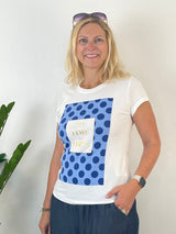 T-Shirt "Time to shine", weiß-blau von Bella Vita - Mode & Lifestyle